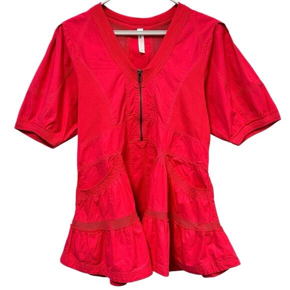 Daily Practice Anthropologie Tenniscore Pink Relaxed Tiered Mini Babydoll Dress - Picture 1 of 12